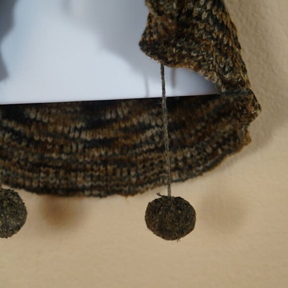 Carel Sleeveless open Front Handknit Cardigan Brown Pom Pom ball Y2K Fairy S - Picture 2 of 6